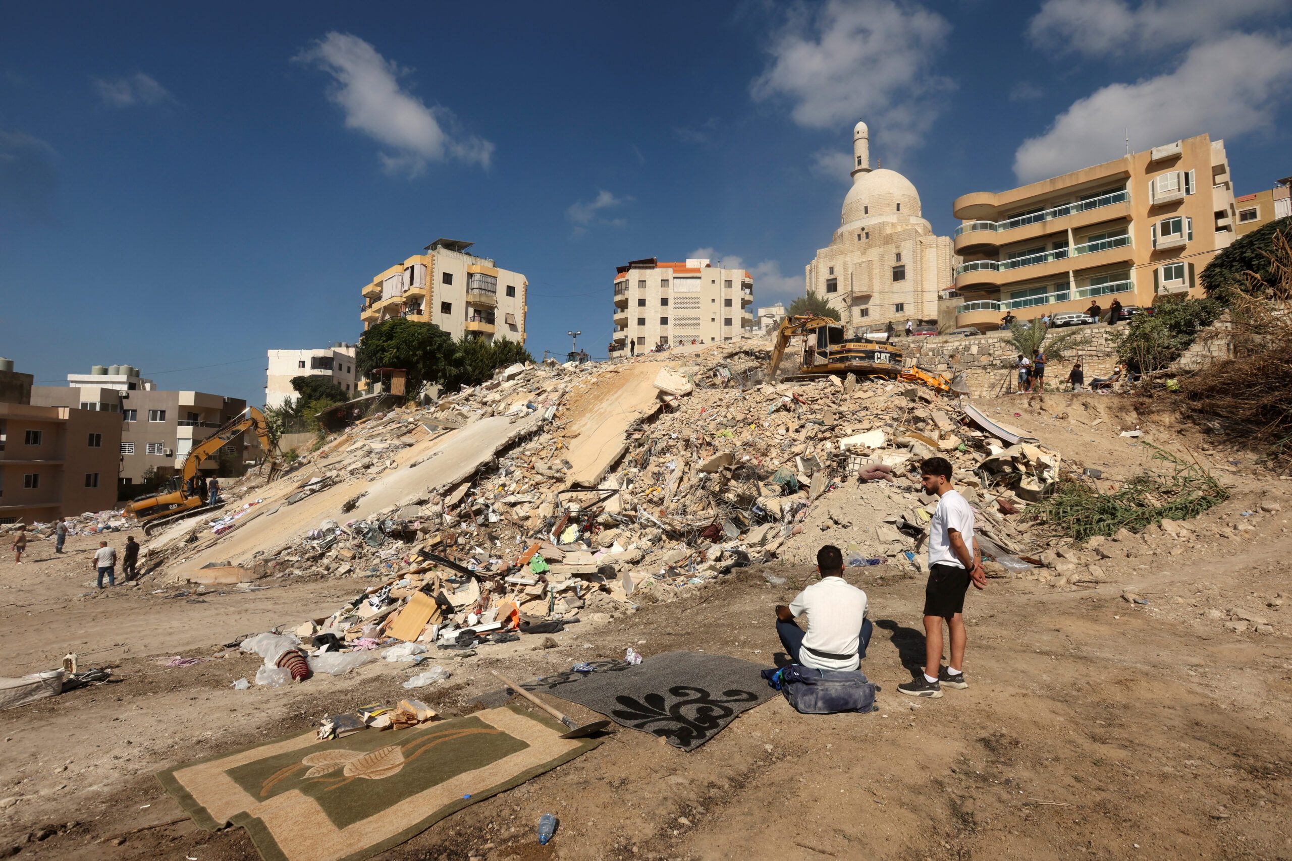 The site of an Israeli strike on the city of Ain Deleb in Lebanon. The GCC has called for an immediate ceasefire