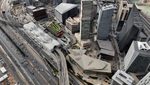 A photo taken by drone shows a train leaving the King Abdullah Financial District Metro Station in Riyadh last month – with more construction cranes in the background