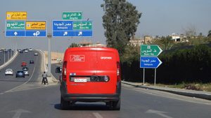 Aramex vehicle for shipment and delivery, Aramex co is logistics company delivering to any destination worldwide, internat